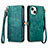 Coque Portefeuille Livre Cuir Etui Clapet S05D pour Apple iPhone 13 Vert