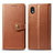 Coque Portefeuille Livre Cuir Etui Clapet S05D pour Samsung Galaxy M01 Core Marron