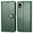 Coque Portefeuille Livre Cuir Etui Clapet S05D pour Sony Xperia Ace III SO-53C Vert