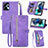 Coque Portefeuille Livre Cuir Etui Clapet S06D pour Motorola Moto G13 Violet