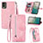 Coque Portefeuille Livre Cuir Etui Clapet S06D pour Nokia C210 Rose