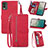 Coque Portefeuille Livre Cuir Etui Clapet S06D pour Nokia C210 Rouge