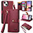 Coque Portefeuille Livre Cuir Etui Clapet S07D pour Apple iPhone 13 Rouge