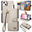 Coque Portefeuille Livre Cuir Etui Clapet S07D pour Apple iPhone 14 Plus Gris