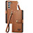 Coque Portefeuille Livre Cuir Etui Clapet S15D pour Samsung Galaxy S22 5G Marron