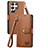 Coque Portefeuille Livre Cuir Etui Clapet S15D pour Samsung Galaxy S22 Ultra 5G Marron