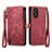 Coque Portefeuille Livre Cuir Etui Clapet S17D pour Oppo A58 4G Rouge
