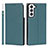 Coque Portefeuille Livre Cuir Etui Clapet T02D pour Samsung Galaxy S22 Plus 5G Cyan