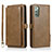 Coque Portefeuille Livre Cuir Etui Clapet T03 pour Samsung Galaxy Note 20 5G Marron