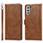 Coque Portefeuille Livre Cuir Etui Clapet T04D pour Samsung Galaxy S21 5G Marron