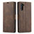 Coque Portefeuille Livre Cuir Etui Clapet T05 pour Samsung Galaxy Note 10 5G Marron