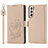 Coque Portefeuille Livre Cuir Etui Clapet T05D pour Samsung Galaxy S21 Plus 5G Or