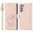 Coque Portefeuille Livre Cuir Etui Clapet T05D pour Samsung Galaxy S21 Plus 5G Rose