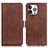 Coque Portefeuille Livre Cuir Etui Clapet T07 pour Apple iPhone 13 Pro Max Marron