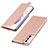 Coque Portefeuille Livre Cuir Etui Clapet T07D pour Samsung Galaxy S21 Plus 5G Or Rose