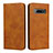 Coque Portefeuille Livre Cuir Etui Clapet T08 pour Samsung Galaxy S10 Plus Orange