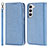 Coque Portefeuille Livre Cuir Etui Clapet T08D pour Samsung Galaxy S21 5G Bleu