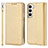 Coque Portefeuille Livre Cuir Etui Clapet T08D pour Samsung Galaxy S21 Plus 5G Or