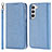 Coque Portefeuille Livre Cuir Etui Clapet T08D pour Samsung Galaxy S22 Plus 5G Bleu