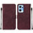 Coque Portefeuille Livre Cuir Etui Clapet Y01B pour OnePlus Nord CE 2 5G Vin Rouge