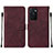 Coque Portefeuille Livre Cuir Etui Clapet Y01B pour Oppo A55S 5G Vin Rouge