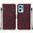 Coque Portefeuille Livre Cuir Etui Clapet Y01B pour Oppo Find X5 Lite 5G Vin Rouge