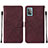 Coque Portefeuille Livre Cuir Etui Clapet Y01B pour Samsung Galaxy A52s 5G Vin Rouge