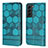 Coque Portefeuille Livre Cuir Etui Clapet Y01B pour Samsung Galaxy S22 5G Cyan