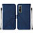 Coque Portefeuille Livre Cuir Etui Clapet Y01B pour Vivo iQOO U1 Bleu