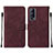 Coque Portefeuille Livre Cuir Etui Clapet Y01B pour Vivo iQOO Z3 5G Vin Rouge