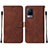 Coque Portefeuille Livre Cuir Etui Clapet Y01B pour Vivo V21 5G Marron