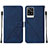 Coque Portefeuille Livre Cuir Etui Clapet Y01B pour Vivo V21e 4G Bleu