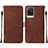 Coque Portefeuille Livre Cuir Etui Clapet Y01B pour Vivo V21e 4G Marron