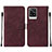 Coque Portefeuille Livre Cuir Etui Clapet Y01B pour Vivo V21e 4G Vin Rouge