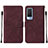 Coque Portefeuille Livre Cuir Etui Clapet Y01B pour Vivo V21e 5G Vin Rouge