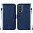 Coque Portefeuille Livre Cuir Etui Clapet Y01B pour Vivo Y52 5G Bleu