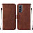 Coque Portefeuille Livre Cuir Etui Clapet Y01B pour Vivo Y52 5G Marron