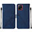 Coque Portefeuille Livre Cuir Etui Clapet Y01B pour Vivo Y52s 5G Bleu