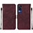 Coque Portefeuille Livre Cuir Etui Clapet Y01B pour Vivo Y53s 4G Vin Rouge