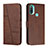 Coque Portefeuille Livre Cuir Etui Clapet Y01X pour Motorola Moto E20 Marron