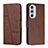 Coque Portefeuille Livre Cuir Etui Clapet Y01X pour Motorola Moto Edge X30 5G Marron