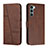 Coque Portefeuille Livre Cuir Etui Clapet Y01X pour Motorola Moto G200 5G Marron