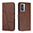 Coque Portefeuille Livre Cuir Etui Clapet Y01X pour Oppo K10 5G India Marron