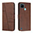 Coque Portefeuille Livre Cuir Etui Clapet Y01X pour Realme C25Y India Marron