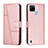 Coque Portefeuille Livre Cuir Etui Clapet Y01X pour Realme C25Y India Or Rose