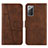 Coque Portefeuille Livre Cuir Etui Clapet Y01X pour Samsung Galaxy Note 20 5G Marron