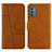 Coque Portefeuille Livre Cuir Etui Clapet Y01X pour Samsung Galaxy Quantum2 5G Brun Clair