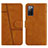 Coque Portefeuille Livre Cuir Etui Clapet Y01X pour Samsung Galaxy S20 Lite 5G Brun Clair