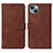 Coque Portefeuille Livre Cuir Etui Clapet Y02B pour Apple iPhone 13 Marron