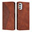 Coque Portefeuille Livre Cuir Etui Clapet Y02X pour Motorola Moto E32s Marron